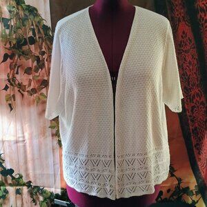 EUC: Chelsea Taylor Sze. 3X White Open Knit Cardigan